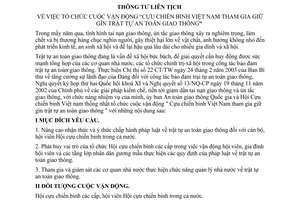 Thông tư liên tịch 02/2003/TTLT-HCCBVN-UBATGTQG tổ chức vận động Cựu chiến binh giữ gìn trật tự an toàn giao thông