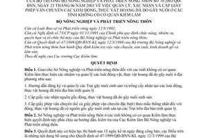 Quyết định 70/2003/QĐ-BNN quản lý, xác nhận cấp giấy phép vận chuyển động thực vật hoang dã do gây nuôi ở tỉnh không có cơ quan kiểm lâm