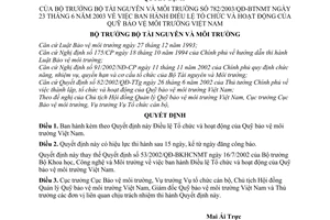 Quyết định 782/2003/QĐ-BTNMT Điều lệ tổ chức hoạt động Quỹ Bảo vệ môi trường