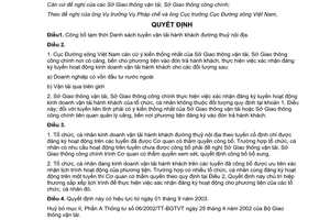 Quyết định 1834/2003/QĐ-BGTVT tuyến vận tải hành khách đường thuỷ nội địa