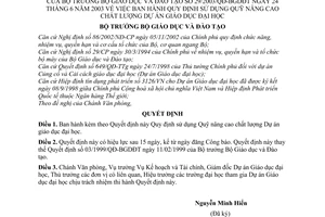 Quyết định 29/2003/QĐ-BGDĐT sử dụng Quỹ nâng cao chất lượng dự án giáo dục đại học