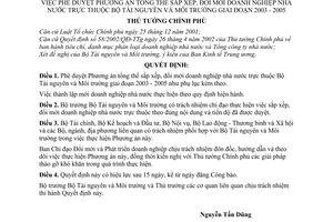 Quyết định 127/2003/QĐ-TTg phương án sắp xếp, đối mới doanh nghiệp nhà nước thuộc Bộ Tài nguyên và môi trường giai đoạn 2003 - 2005