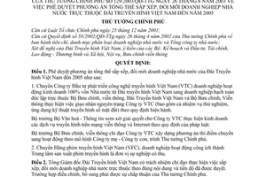 Quyết định 129/2003/QĐ-TTg phương án tổng thể sắp xếp, đối mới doanh nghiệp nhà nước thuộc Đài truyền hình Việt Nam đến năm 2005
