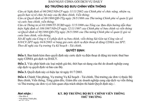 Quyết định 118/2003/QĐ-BBCVT cước dịch vụ điện thoại di động trả trước thuê bao ngày CDMA gói dịch vụ DAILY