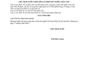 Lệnh công bố Luật Thuế thu nhập doanh nghiệp 18/2003/L-CTN