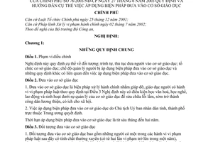 Nghị định 76/2003/NĐ-CP hướng dẫn áp dụng biện pháp đưa vào cơ sở giáo dục