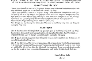 Quyết định 18/2003/QĐ-BXD quản lý chất lượng công trình xây dựng