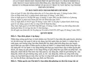 Quyết định 107/2003/QĐ-UB quyền hạn trách nhiệm Chủ tịch UBND phường-xã thị trấn trong việc xử phạt vi phạm hành chính quản lý trật tự xây dựng TP HCM