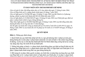 Quyết định 106/2003/QĐ-UB áp dụng biện pháp xử phạt vi phạm hành chính trong an toàn giao thông đường bộ tại thành phố Hồ Chí Minh