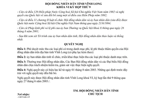 Nghị quyết 45/2003/NQ.HĐND.K6 phê duyệt danh mục mức thu phí thuộc thẩm quyền