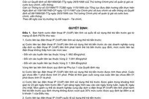 Quyết định 120/2003/QĐ-BBCVT cước dịch vụ điện thoại IP VoIP liên tỉnh quốc tế sử dụng thẻ trả tiền trước