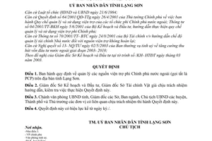 Quyết định 16/2003/QĐ-UBND quản lý nguồn viện trợ phi Chính phủ