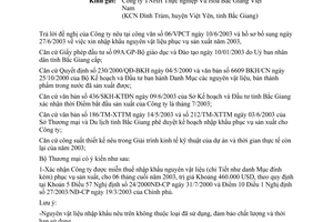 Công văn 2859/TM-ĐT miễn thuế nhập khẩu nguyên vật liệu