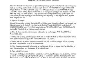 Công văn 3179/TCHQ-KTTT giá tính thuế mặt hàng xe máy nhập khẩu