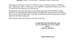 Công văn 1765/TM-XNK nhập khẩu xe đạp điện mới 100%