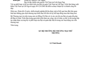 Công văn 2928/TM-XTTM Triển lãm hàng Việt Nam tại LB Nga