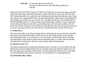 Công văn 551/UBDT-CSDT hướng dẫn thực hiện hỗ trợ đầu tư phát triển các trạm phát thanh, truyền hình xã, cụm dân cư miền núi, đồng bào dân tộc 2003