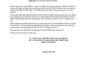 Công văn 3247 /TCHQ-KTTT vướng mắc TT 99/2000/TT-BTC