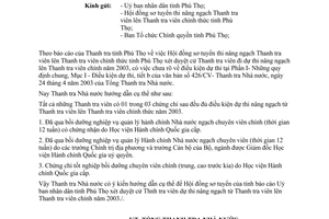 Công văn 800/CV-TTNN hướng dẫn tiêu chuẩn thi nâng ngạch Thanh tra viên lên Thanh tra viên chính năm 2003