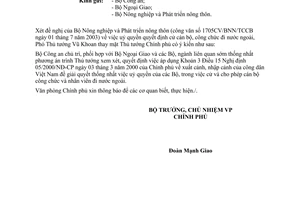 Công văn 3442/VPCP-QHQT uỷ quyền quyết định việc xuất cảnh của cán bộ, công chức