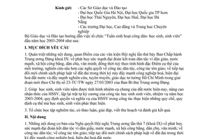 Công văn 5985/CTCT  tổ chức "Tuần sinh hoạt công dân- học sinh, sinh viên" năm 2003-2004