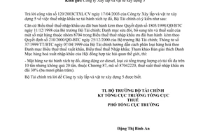 Công văn 7340 TC/TCT  thuế NK mặt hàng xe tải bánh xích tự đổ