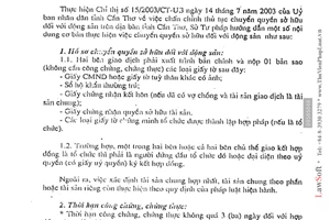 Công văn 655/STP hướng dẫn Chỉ thị 15/2003/CT-UB