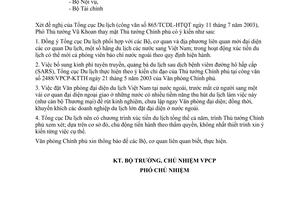 Công văn 3679/VPCP-QHQT quảng bá, xúc tiến du lịch