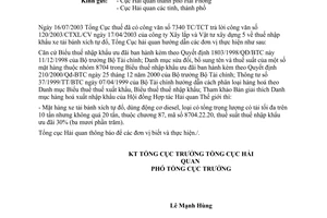 Công văn 3655/TCHQ-KTTT thuế nhập khẩu mặt hàng xe tải bánh xích tự đổ