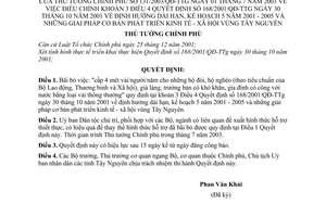 Quyết định 131/2003/QĐ-TTg định hướng dài hạn kế hoạch 5 năm 2001-2005 giải pháp phát triển kinh tế xã hội Tây Nguyên điều chỉnh QĐ 168/2001/QĐ-TTg