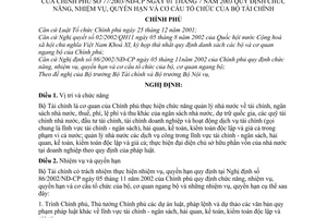 Nghị định 77/2003/NĐ-CP chức năng, nhiệm vụ, quyền hạn cơ cấu tổ chức Bộ Tài chính