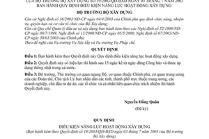 Quyết định 19/2003/QĐ-BXD điều kiện năng lực hoạt động xây dựng