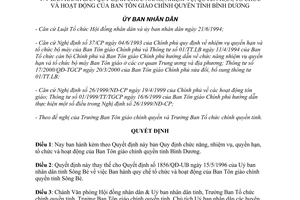 Quyết định 172/2003/QĐ-UB chức năng nhiệm vụ quyền hạn Ban Tôn giáo chính quyền