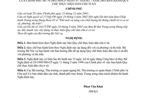 Nghị định 79/2003/NĐ-CP Quy chế thực hiện dân chủ ở xã