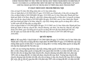 Quyết định 77/2003/QĐ-UB thu tiền sử dụng đất trường hợp cấp giấy chứng nhận quyền sử dụng đất