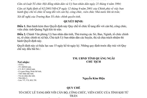 Quyết định 122/2003/QĐ-UB Quy chế tổ chức lễ tang cán bộ công chức viên chức khi từ trần Quảng Ngãi