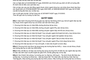 Quyết định 31/2003/QĐ-BGDĐT chương trình khung giáo dục đại học hệ không chính quy ngành đào tạo nhóm ngành khoa học sức khỏe