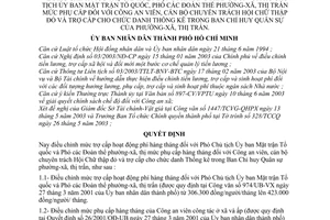 Quyết định 113/2003/QĐ-UB mức trợ cấp hàng tháng Phó Chủ tịch UBMTTQ Đoàn thể phường Công an chức danh Thống kê cán bộ chuyên trách Hội Chữ thập đỏ