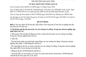 Quyết định 291/2003/QĐ-UBND phí dự thi trường CĐ THCN DN Lào Cai