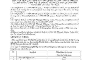 Thông tư 04/2003/TT-BTM áp dụng hạn ngạch thuế quan đối với hàng nhập khẩu tại Việt Nam hướng dẫn thực hiện QĐ 91/2003/QĐ-TTg