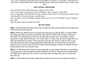 Quyết định 139/2003/QĐ-TTg định mức phân bổ dự toán chi ngân sách nhà nước năm 2004