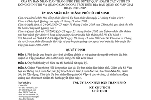 Quyết định 116/2003/QĐ-UB  phê duyệt quy hoạch vị trí cổ động chính trị quảng cáo ngoài trời địa bàn quận Gò Vấp giai đoạn 2003-2005