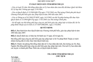 Quyết định 48/2003/QĐ-UBBT Chương trình phổ biến giáo dục pháp luật từ 2003 đến 2007 Bình Thuận
