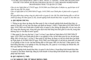 Thông tư 67/2003/TT-BTC hướng dẫn cơ chế tài chính áp dụng cho Ban quản lý chợ, doanh nghiệp kinh doanh khai thác và quản lý chợ