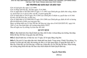 Quyết định 32/2003/QĐ-BGDĐT Quy chế tổ chức hoạt động trường lớp năng khiếu thể dục thể thao trong giáo dục phổ thông