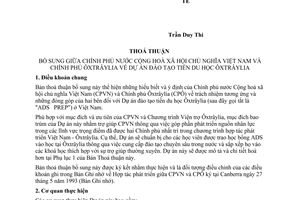 Thoả thuận Dự án đào tạo tiền du học Ôxtrâylia giữa Việt Nam Ôxtrâylia
