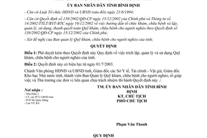 Quyết định 123/2003/QĐ-UB trích lập quản lý sử dụng Quỹ khám chữa bệnh cho người nghèo Bình Định
