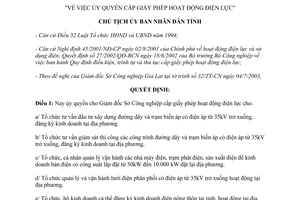 Quyết định 816/QĐ-CT 2003 ủy quyền cấp giấy phép hoạt động điện lực Gia Lai