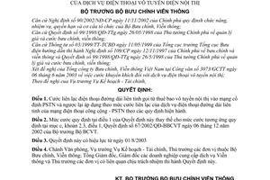 Quyết định 132/2003/QĐ-BBCVT Điều chỉnh mức cước liên lạc điện thoại đường dài liên tỉnh của dịch vụ điện thoại vô tuyến điện nội thị