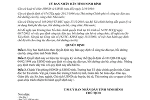 Quyết định 1396/2003/QĐ-UB đào tạo bồi dưỡng cán bộ công chức Ninh Bình